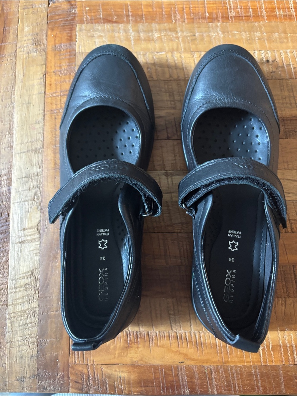 Geox Girls Black Mary Jane Leather School Shoes EU 34